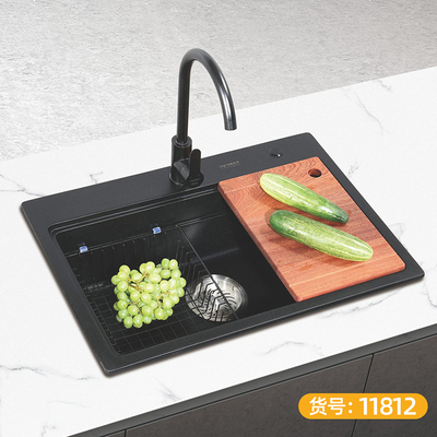石英石水槽 单盆 黑色2-11812
