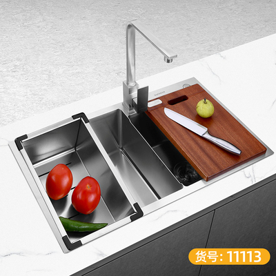 食品级304不锈钢手工 双槽 精磨2-11113