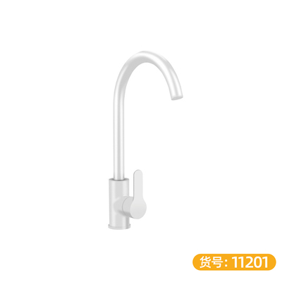 304不锈钢 白色单把双温厨房龙头 大弯-11201