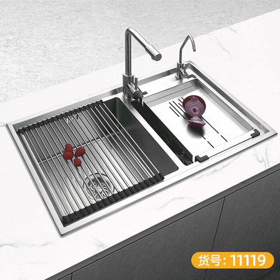 食品级304不锈钢手工水槽 双槽 欧派款-11119