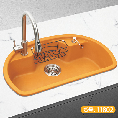 石英石水槽 单盆 橙色-11802
